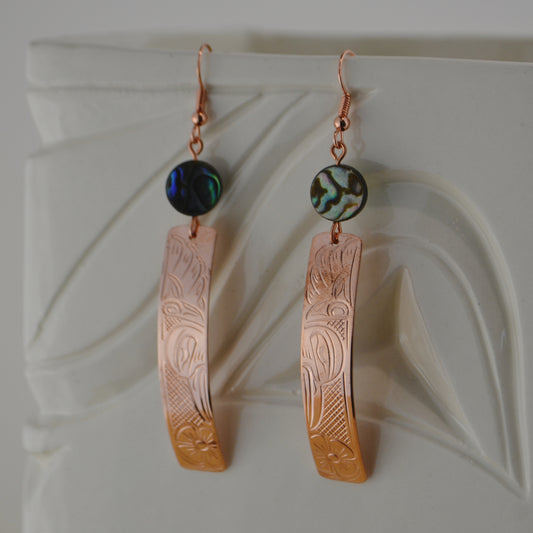 Copper Hummingbird Stick w Abalone