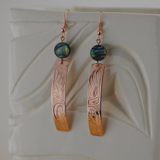 Copper Raven Stick w Abalone