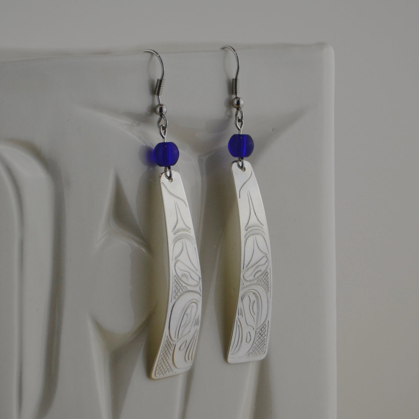 Silver Eagle Stick w Blue Bead