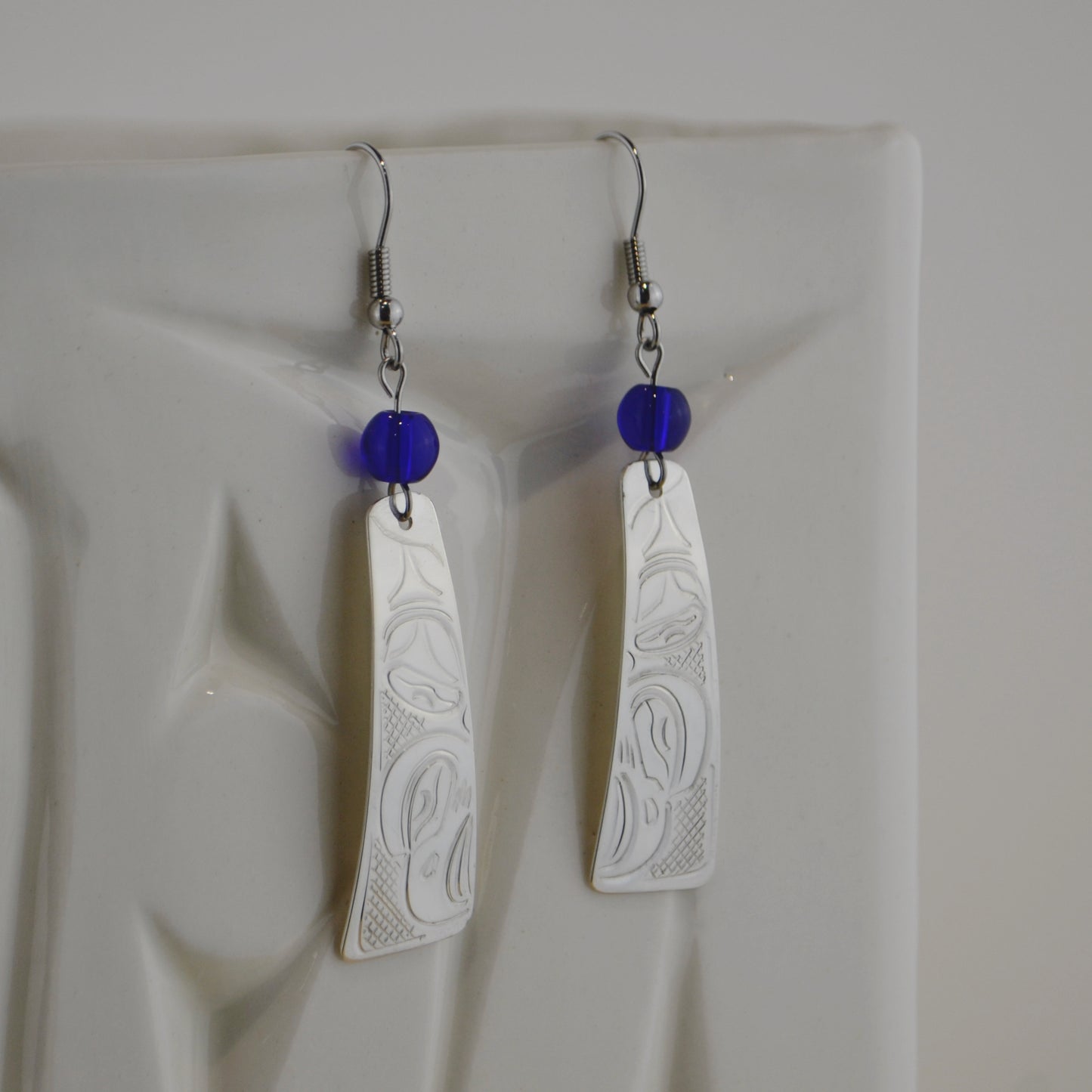 Silver Eagle Stick w Blue Bead