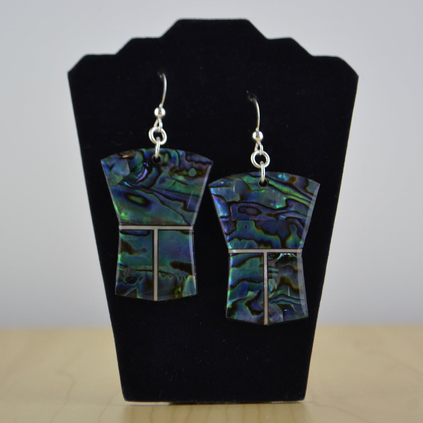 1.5" Abalone Copper Shield Earrings