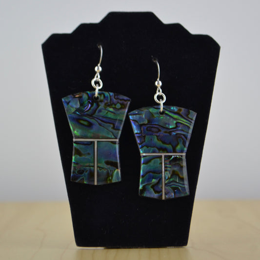 1.5" Abalone Copper Shield Earrings