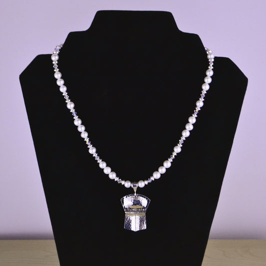 Silver Copper Shield w Pearls