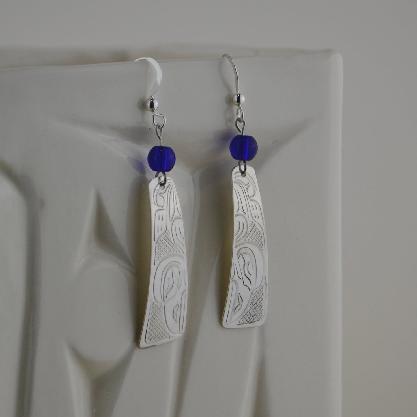 Silver Raven Stick w Blue Bead