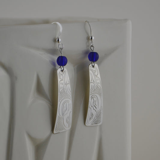Silver Raven Stick w Blue Bead